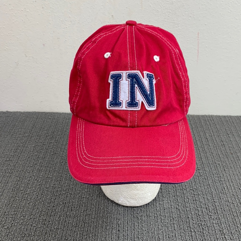IN Indiana Baseball Hat Unisex Adjustable Red Strapback Falcon Headwear